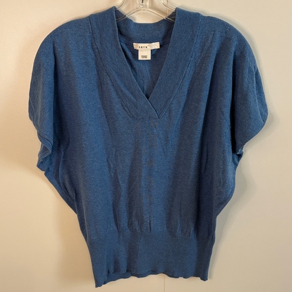 Organic Cotton Blue V-Neck Sweater - Picture 1 of 7